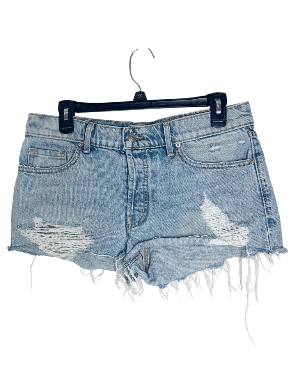 Revice Los Angeles Cut-off  Distressed Fringed Rigid Denim Jean Shorts size 27